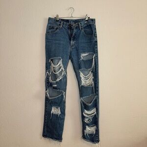 Men's Distressed Blue Jeans